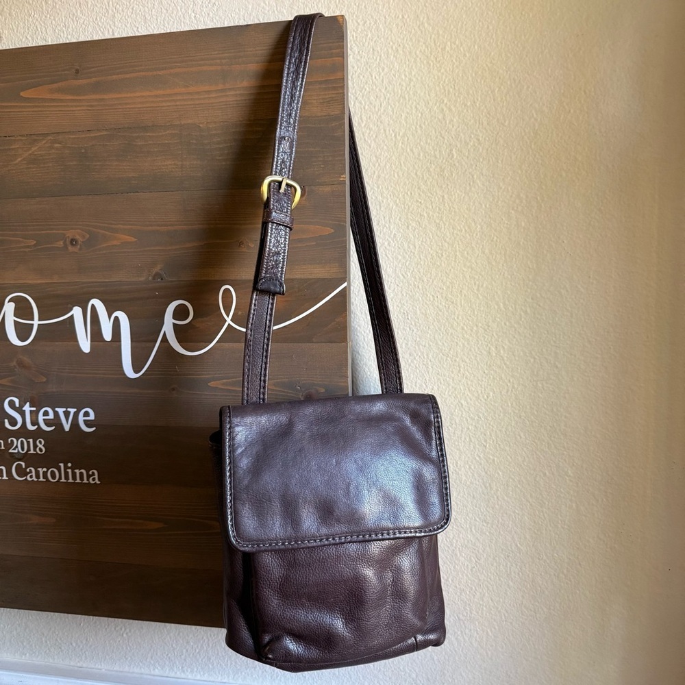 Fossil Dark Brown Leather Messenger Bag